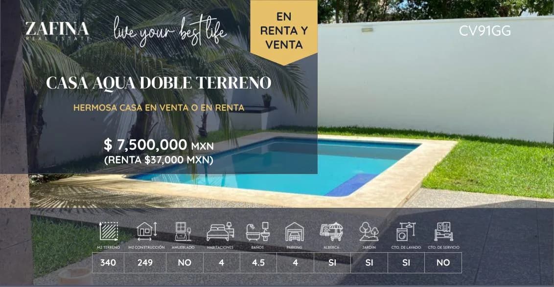 Aqua Doble Terreno House in Cancún - FLYER 30X15.55 (25)