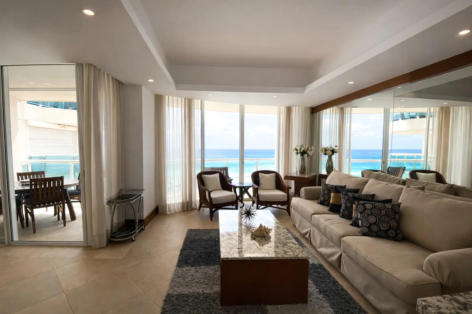 Beachfront Residence at Bay View Grand, Living room with media wall