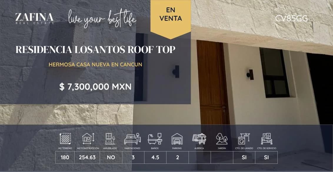 Casa Residencia Losantos Con Roof Top en Cancún - FLYER 30X15.55 (21)