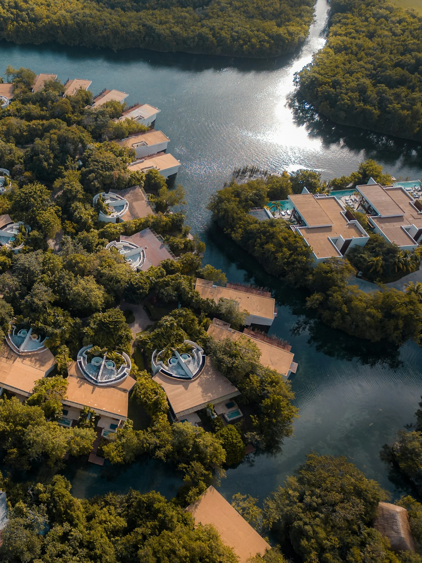 Lagoon resort corridor representing Costa Mujeres luxury living