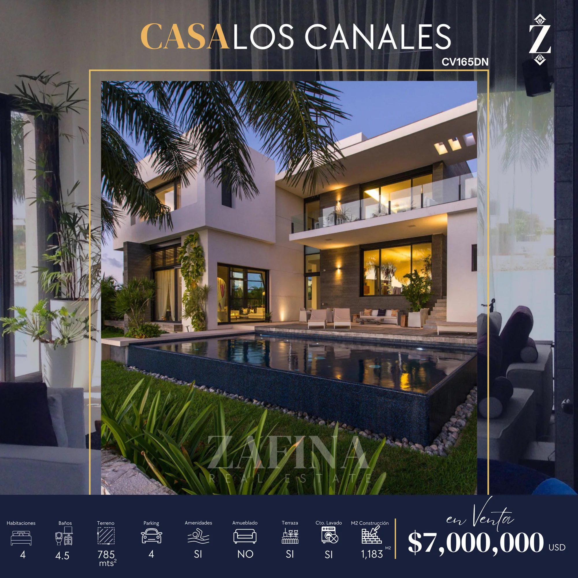 Los Canales House in Cancún - CASA LOS CANALES CV165DN