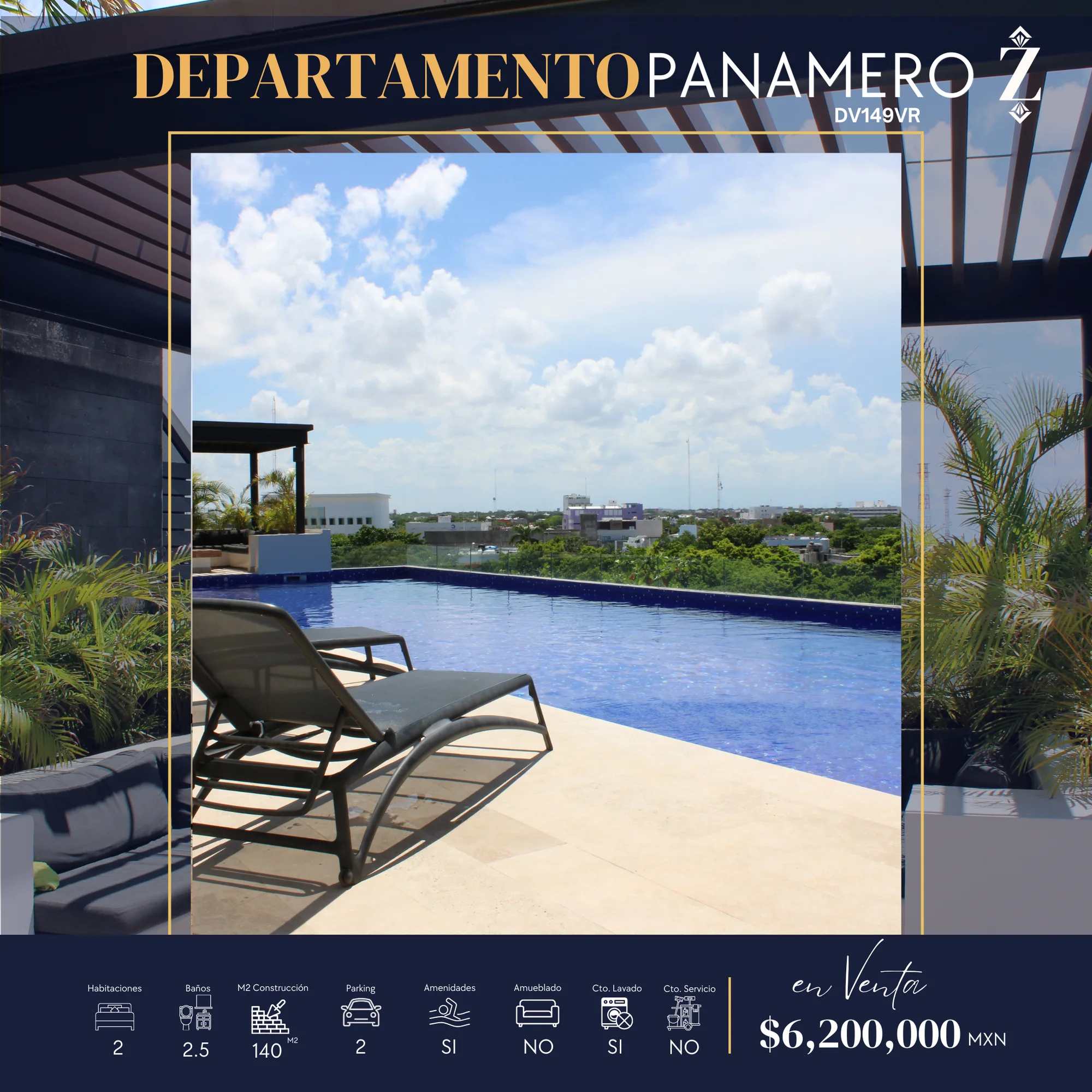 Departamento Departamento Panamero en Cancún - DEPA PANAMERO DV149VR