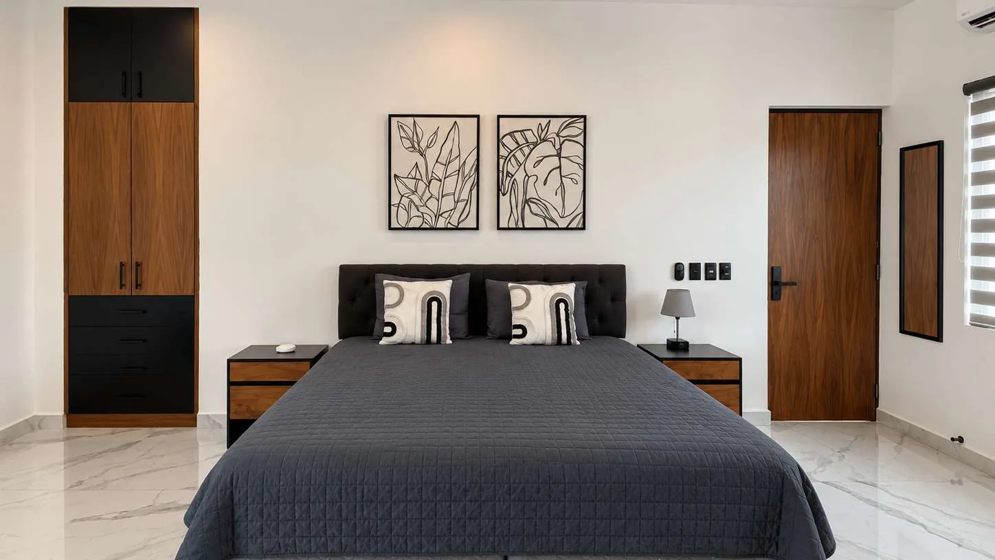 Recámara amueblada en loft de Cumbres, Cancún